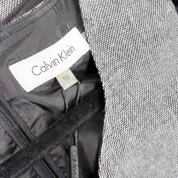 Calvin Klein Suit Womens 10 Black And White Linen Blend Double Breasted NWT - Picture 7 of 16